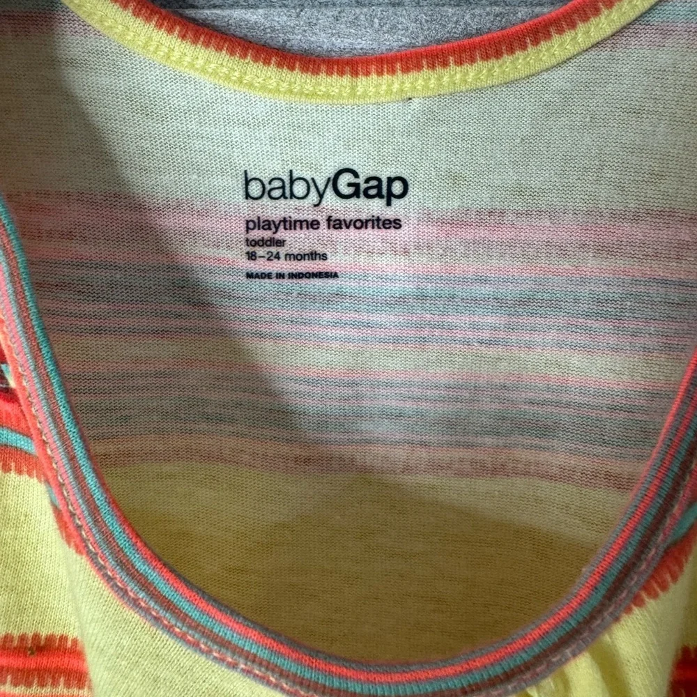 GAP Baby Girl Striped Tank Top 18-24M Bright Summer Sleeveless Shirt